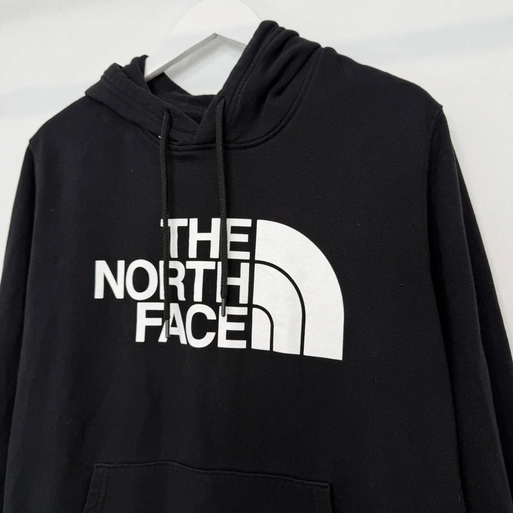 The North Face Mens XL Black White Half Dome Logo Fleece Pullover Hoodie